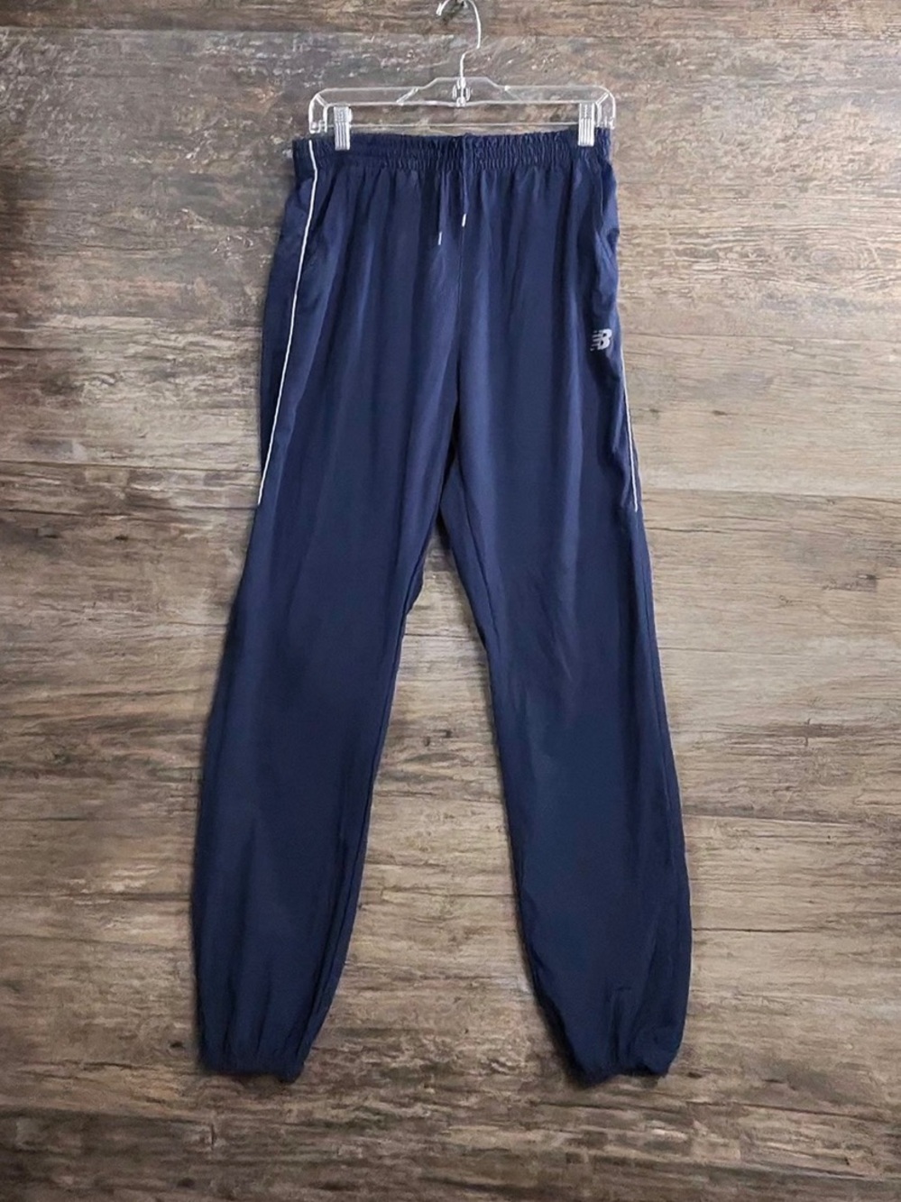 New Balance Navy Blue Men's Track Joggers with Side Piping